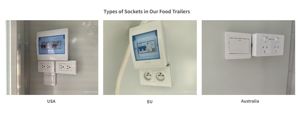 types of electrical sockets in our food trailers